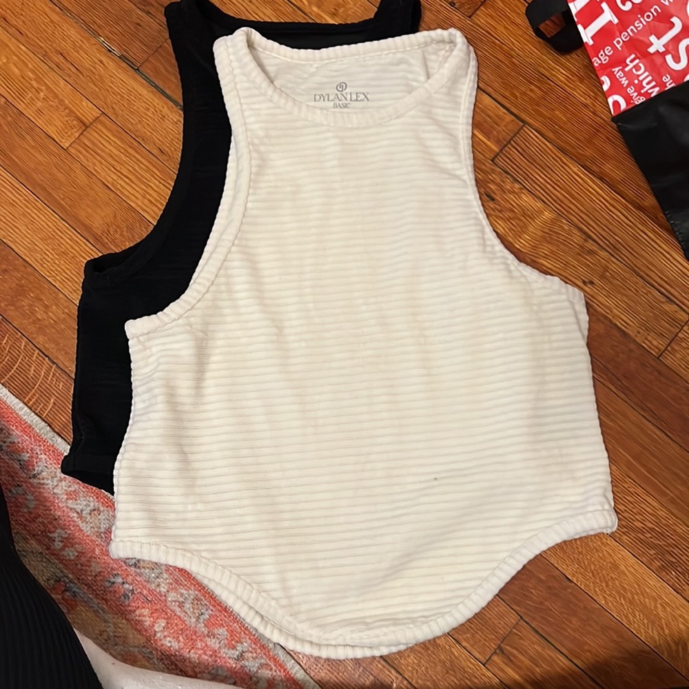 Dylan Lex basic velvet tanks white and black